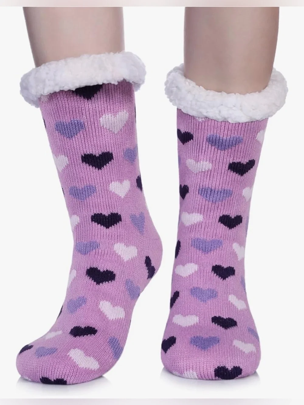 LANLEO Women Slipper Fuzzy Sherpa Lined Socks Non Slip NIB - Picture 2 of 5